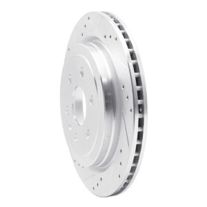 Cadillac SRX Brake Rotor (1) - Rear Left - R1 Concepts - Drilled & Slotted - Silver - `10-`16